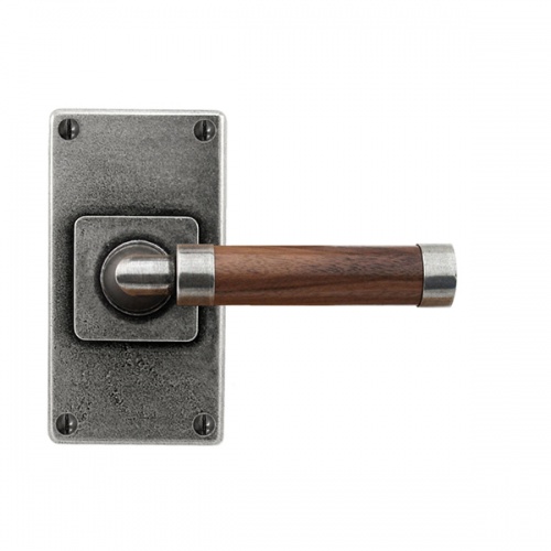 Finesse Milton Jesmond Pewter and Walnut Door Handle on Backplate